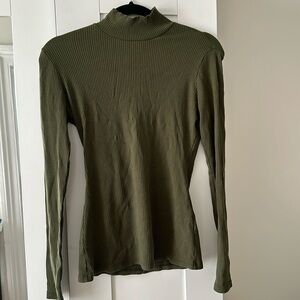 Reformation Green Ribbed Turtleneck